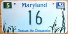 Item photo. Show Listing Details page. Listing 1993 Maryland Specialty License Plate Number 16 Tag – Chesapeake NICE PLATE