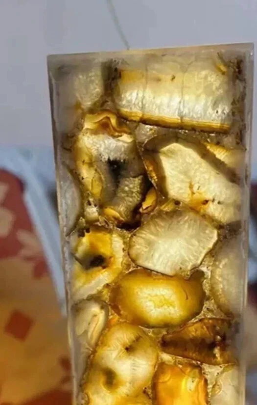 Lámpara de Piedra Geoda Ágata Amarilla 6"x6"x9", Regalos de Navidad Decoración Dormitorio Decoración Lámpara Foto 3 de 4