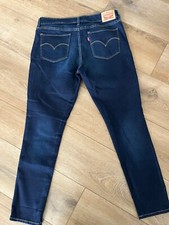 Ladies Levi's 711 Denim Blue Distressed Skinny Jeans size 32 Waist 27 Inseam B19