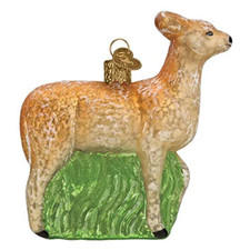 Old World Christmas Glass Blown Ornament, Doe With OWC Gift Box 