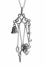 Chatelaine Sewing Pendant Necklace - 925 Sterling Silver - Victorian Replica 