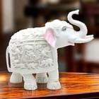 Hand Carved Beautiful White Elephant Showpiece Home Decor Figurine Statue