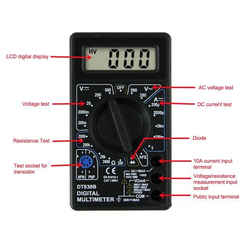 DT-830B Multimeter LCD Auto Range Digital Voltmeter Ohmmeter Tester LCD AutGXS[ - Bild 5 von 7