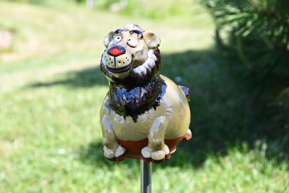 Ceramic garden ball decoration Animal figurine statue Lion H 6.7in Midene - Image 3 of 4