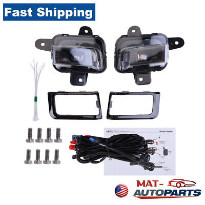 For 2022 2023 2024 GMC Sierra 1500 LED Fog Light Set W/ Switch Wire Bezel White