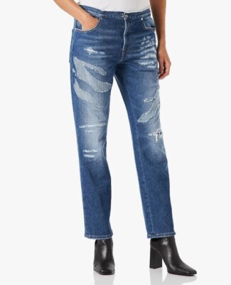 Just Cavalli jeans distressed stretch straight size 30 Made in Italy running big