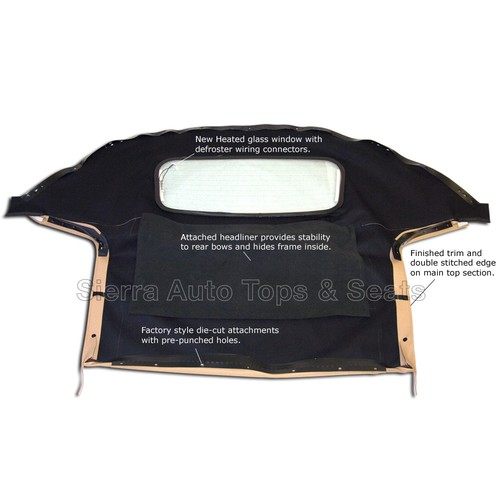 Miata Convertible Top (1990-05) Tan Cabrio Vinyl con ventana de vidrio con cremallera - Imagen 2 de 9