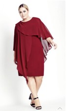 Red Wine EVANS Ellis Overlay Dress BNWT Plus Size 24 RRP £90 Wedding Brunch