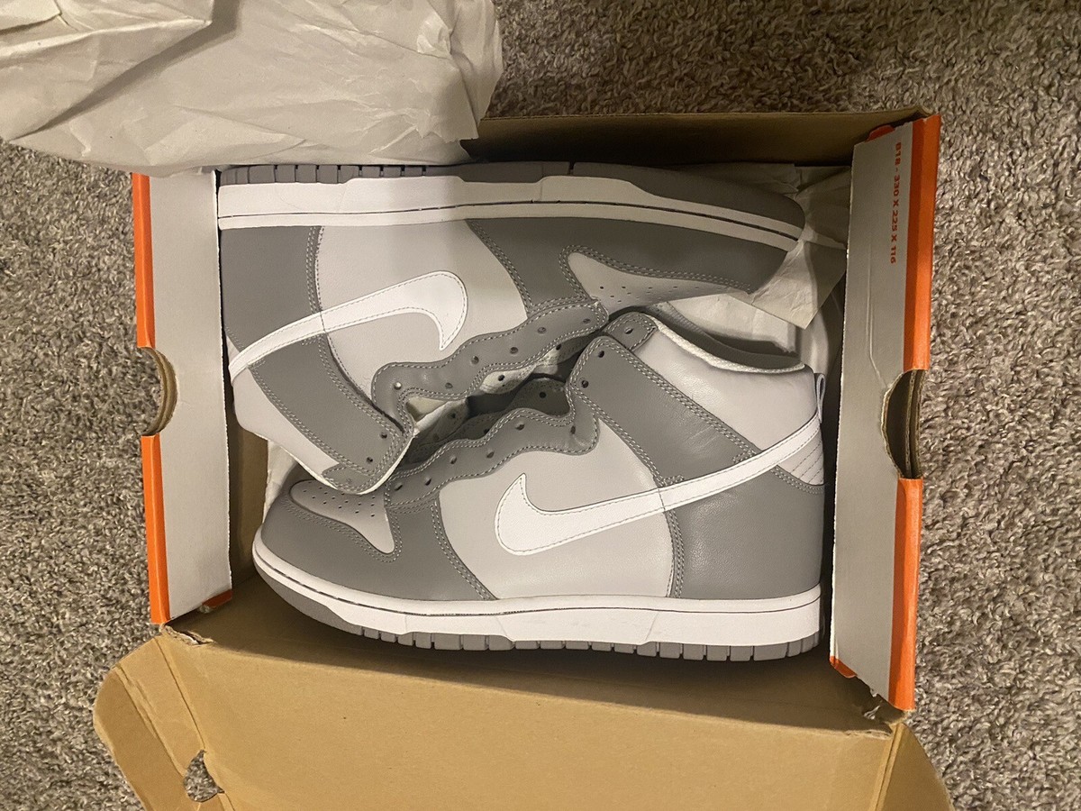 2005 Nike Dunk Hi Neutral Grey White Light Charcoal Grey 309432-012 Sz 10.5 New 2005 Nike Dunk Hi Neutral Grey White Light Charcoal Grey  main image 4