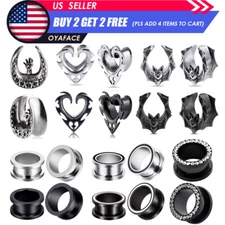 1Pair Stainless Steel Saddle Plugs Tunnels Weight Hangers Ear Gauges Spreader