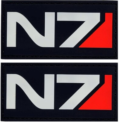 N7 MASS EFFECT PVC MORALE PATCH - 2PC  3.0'' x 1.5'' PVC RUBBER HOOK BACKING