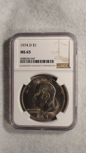 1974 D Eisenhower Dollar NGC MS65 GEM IKE $1 Coin PRICED TO SELL!