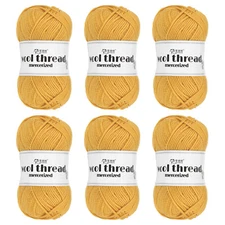 100% Wool Yarn,6 Skeins of 300g/10.58oz(Per Skein 50g/109yards)/Yellow