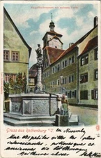Old postcard postcard Rothenburg - chapel fountain with white tower GERMANY (1075802)