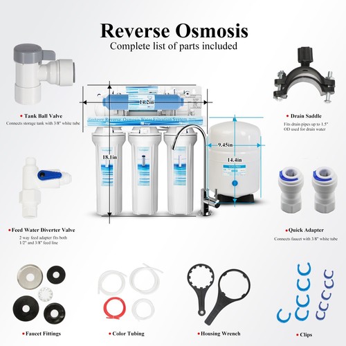 Geekpure 6-Stufiges Umkehrosmose-Trinkwasserfiltersystem mit DI-Filter TDS bis 0 - Bild 7 von 7