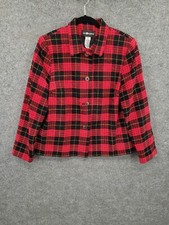 Sag Harbor Blazer Coat Womens 14 Button Up Long Sleeve Lined Red Plaid Holiday