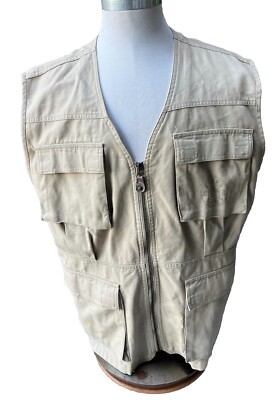 Ralph Lauren Chaps Beige Zip Front Small Upland Game Hunting Utility Vest Large