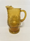 LIBBEY COUNTRY GARDEN Amber Daisy Glass Pitcher, Cottage Eclectic Style 9.5"