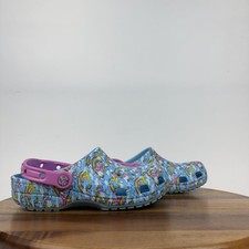 New Big Kids Crocs Lisa Frank Blue Unicorn Classic Clogs Sandals Size 5 Y NWOB