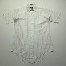 VTG Arrow Kent Mens Shirt 15 White Red Blue Striped 80s USA Business Casual Work