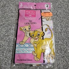 Vintage Hanes Her Way Lion King Girls Showtoons Briefs Panties Size 4 3 Pair