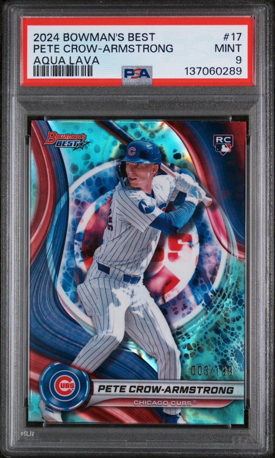 2024 Bowman's Best Pete Crow-Armstrong #17 Aqua Lava /199 PSA 9 RC