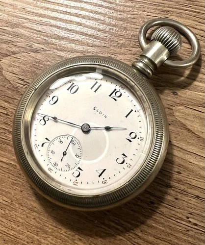 MASSIVE 1911 ELGIN GRADE 317 POCKET WATCH BULL'S-EYE CRYSTAL  GOOD BALANCE
