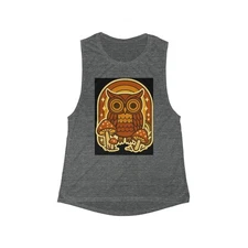 Retro Owl Mushroom Illustration Tank Top | Autumn Colors