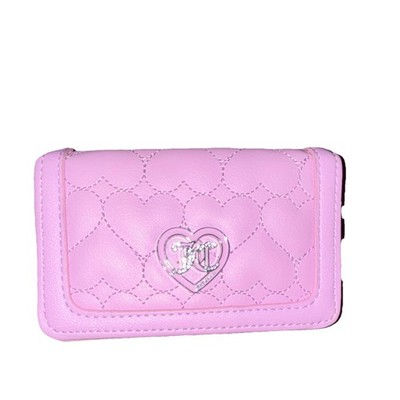 Juicy Couture Pink Quilted Heart Bifold Wallet Snap Closure Credit Card