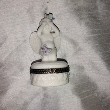 Vintage Porcelain Angel/ Cherub Sitting Figurine Covering Eyes Trinket Holder