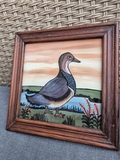 Vintage Hinterglasmalerei Enten Bilder Set 2 Stück Landhaus Holzrahmen