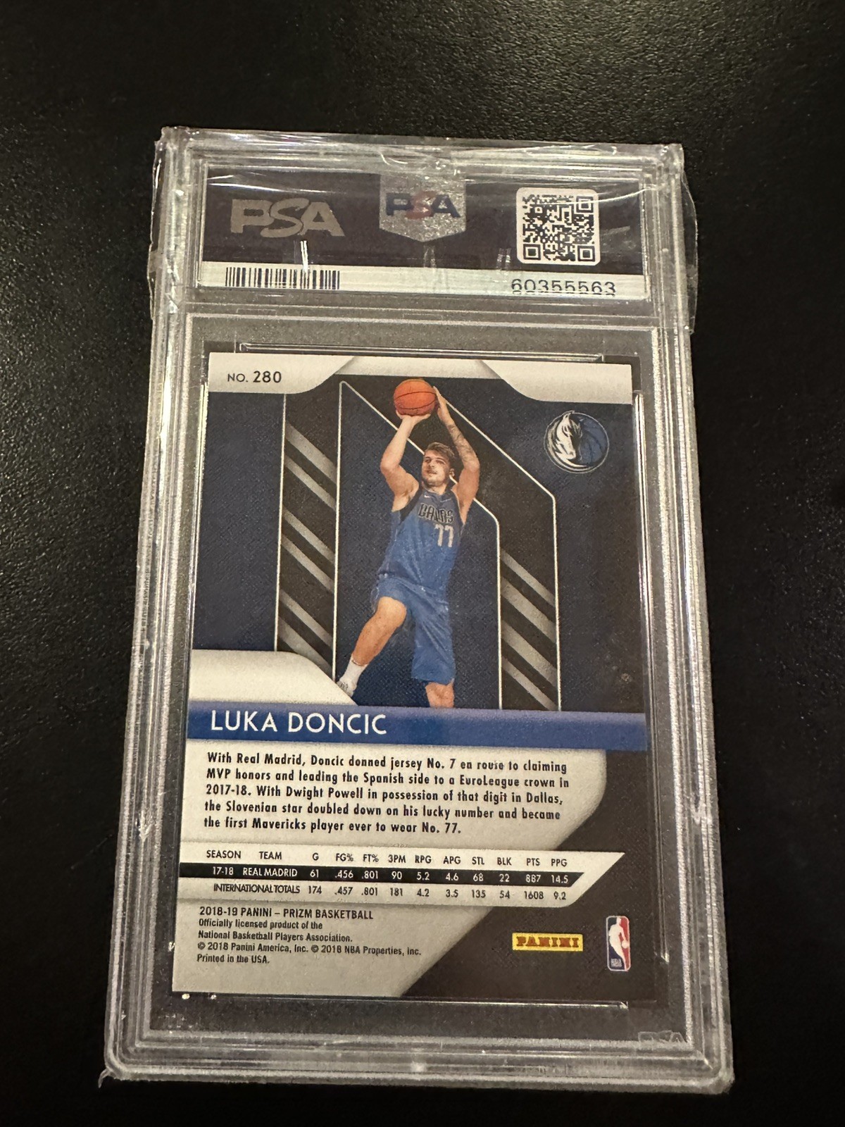2018 Panini Prizm Luka Doncic #280 Rookie Card RC PSA 10 GEM MINT Mavericks view 2