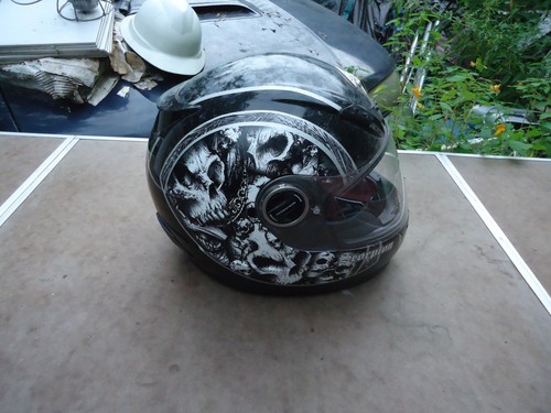 Scorpion Skull Bucket Exo 400 Motorcycle Helmet XL SNELL RATING SKULLS - Picture 3 of 7