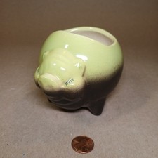 Shawnee Pottery Pig Planter Green Brown USA MCM Succulent #760 Vintage 1950's