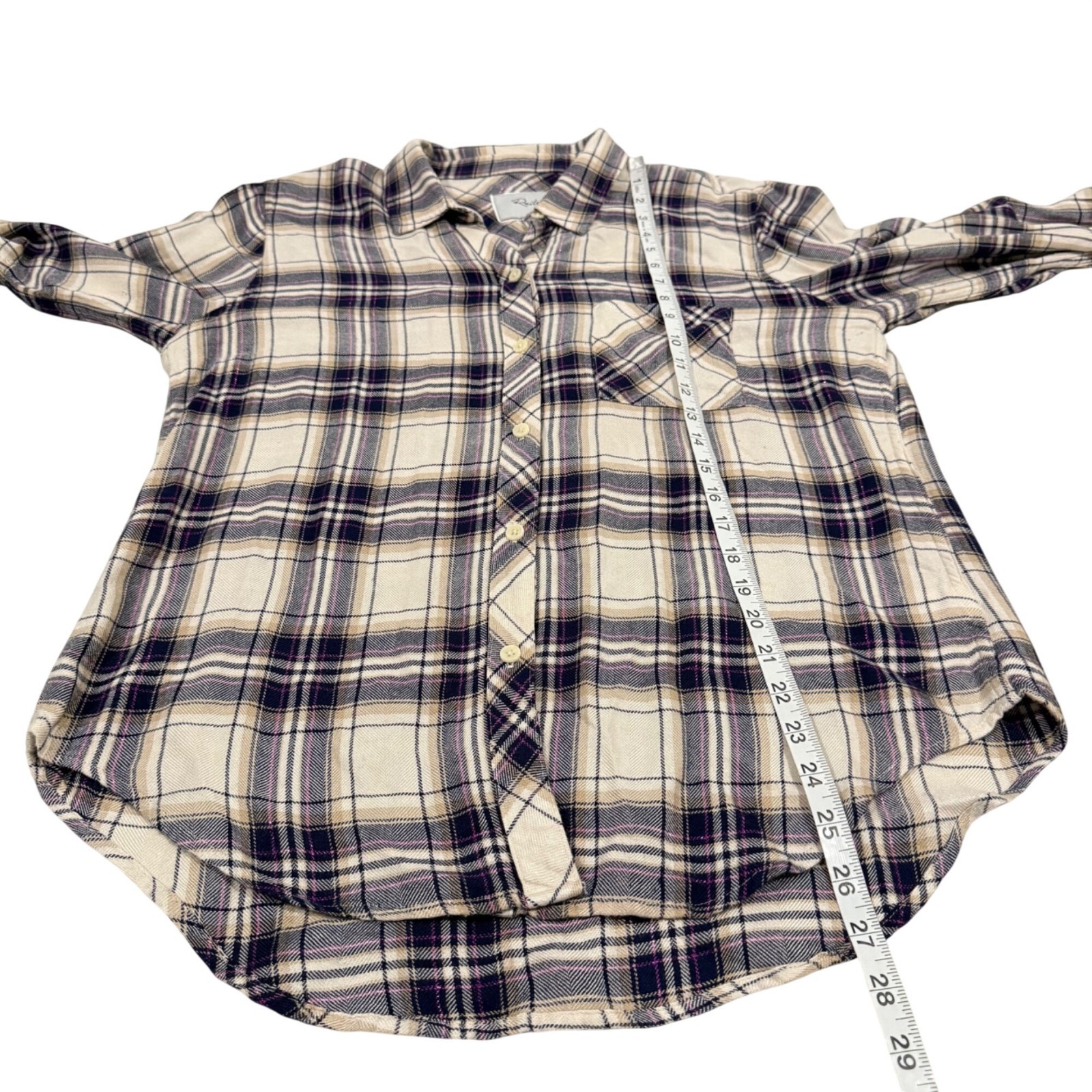 Rail Like Patterns Rails Hunter Plaid Flannel Button-Up Shirt in Stone Navy Fucshia Size M ...