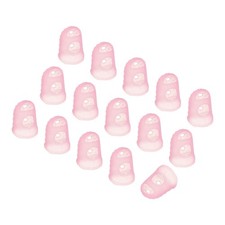 Pink Silicone Finger Tips Protectors Breathable Caps, M, 15 Pcs