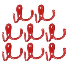 8PACK Wall Hooks Zinc Alloy Double Prong Retro Hook for Hanging Towel Coat Red