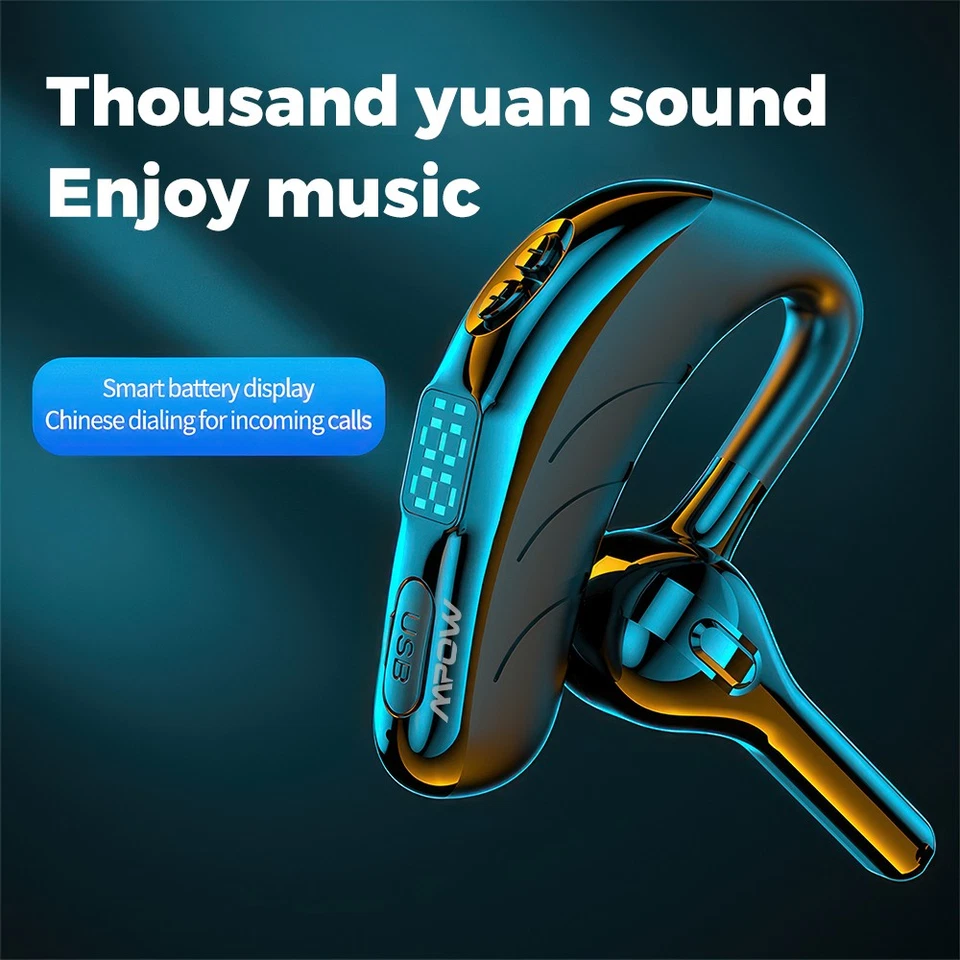 Mpow Bluetooth 5.2 Headset Wireless Earbud Earphone Handsfree Headphone Ear Hook - Image 3 of 4