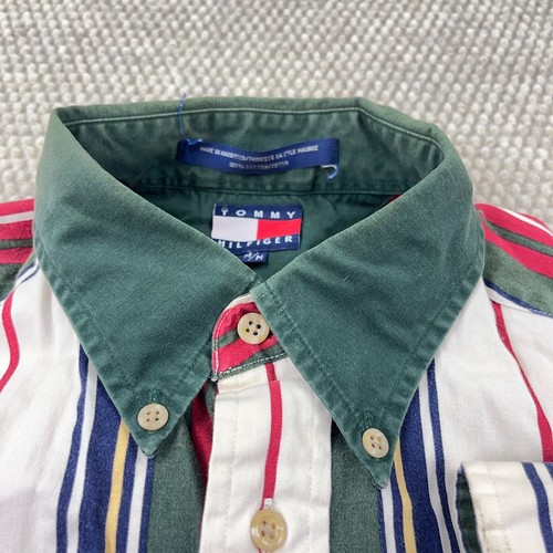 Camicia Tommy Hilfiger vintage uomo media con bottoni anni 90 righe colorblock western - Foto 3 di 14