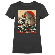 Catzilla Cat Japanese Art Funny Cat Humorous Women's T-shirt
