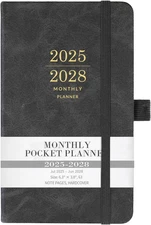 2025-2028 Monthly Pocket Planner/Calendar - 3 Year Monthly Planner with Faux Lea