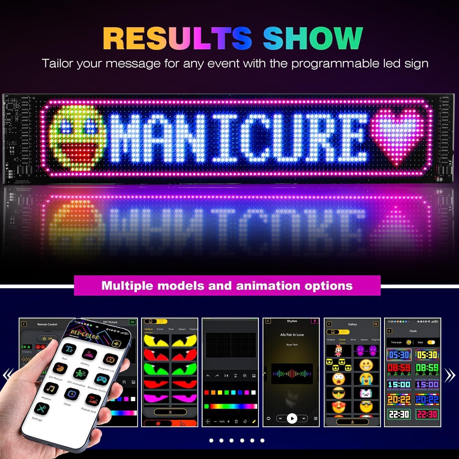 2PCS Devil Eyes Car LED Display 23” App+Remote Control Flexible Window Panel