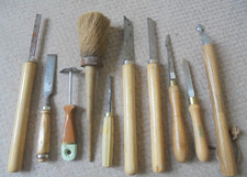 Wood Turning Tools Lot Chisels Gougers Brush ? With Wear incl Wilkinson & Hamlet