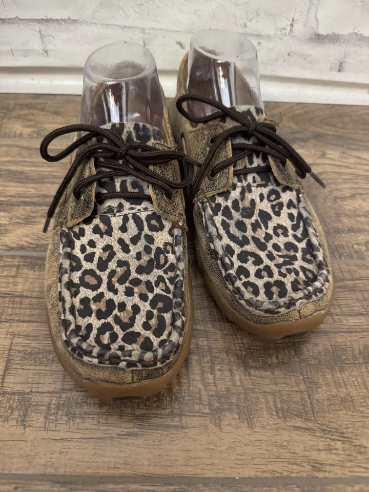 Twisted X Boat Shoe Driving Moc Leopard Women’s 8.5M Leather Lace Up - Image 2 of 4