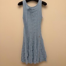 CHANEL Light Blue Dress Size 36 Side Zip Authentic Near Mint Women SR2128