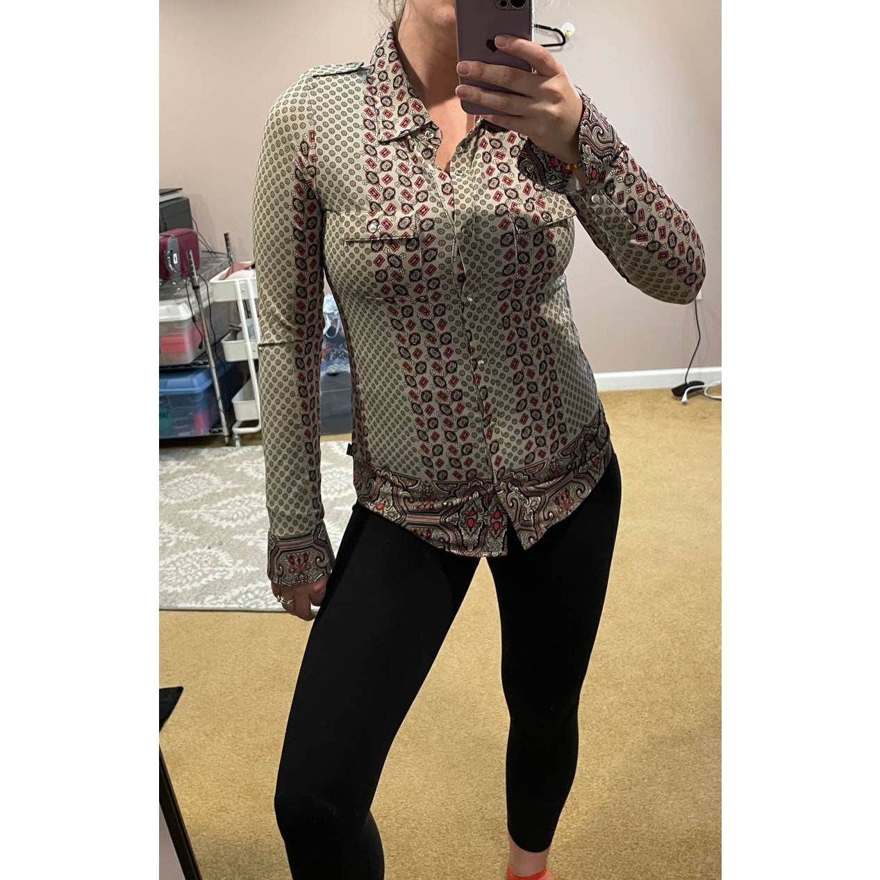 VERTIGO Snap Front Blouse Medium - image 1