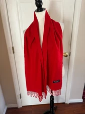 100% Cashmere Unisex Winter Scarf Made in Scotland -RED -NEW -READ BELOW