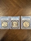 1922 1923 & 1924 PCGS MS64 90% Silver Peace Dollar toning Coins. collector  set