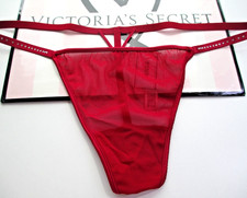 VICTORIA'S SECRET PINK V-String Thong Panty VS Red Lacquer Mesh S M L XL Shine