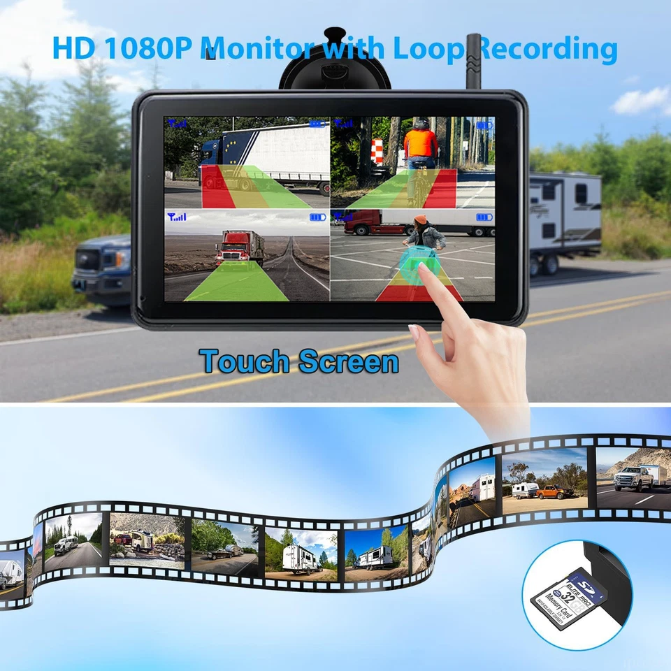 Wireless 7" Monitor Magnetic Trailer Hitch Rear View Camera Plug&Play Caravan RV - Image 3 of 4